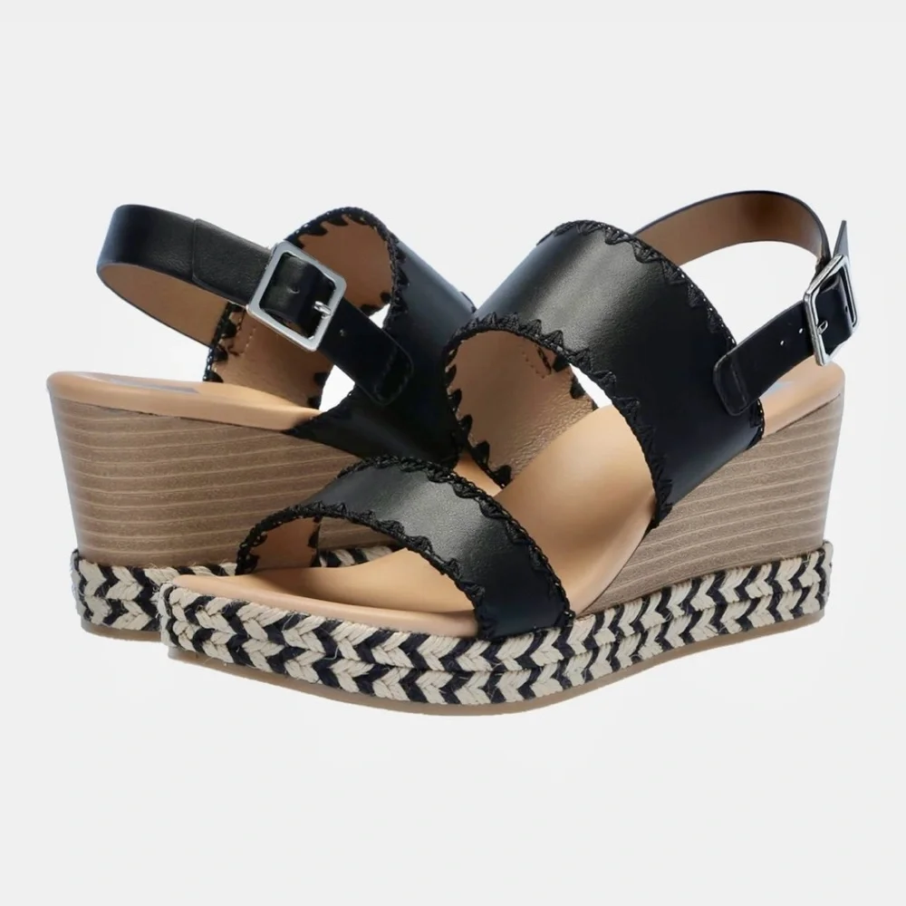 NWT DOLCE VITA Wedge Heel Strap Sandals in Black Sz 9.5
